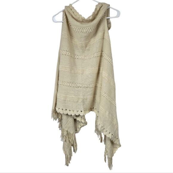Boho Crochet Open Knit Fringe Cardigan Sleeveless Long Duster Knitted Sweater - Picture 8 of 11